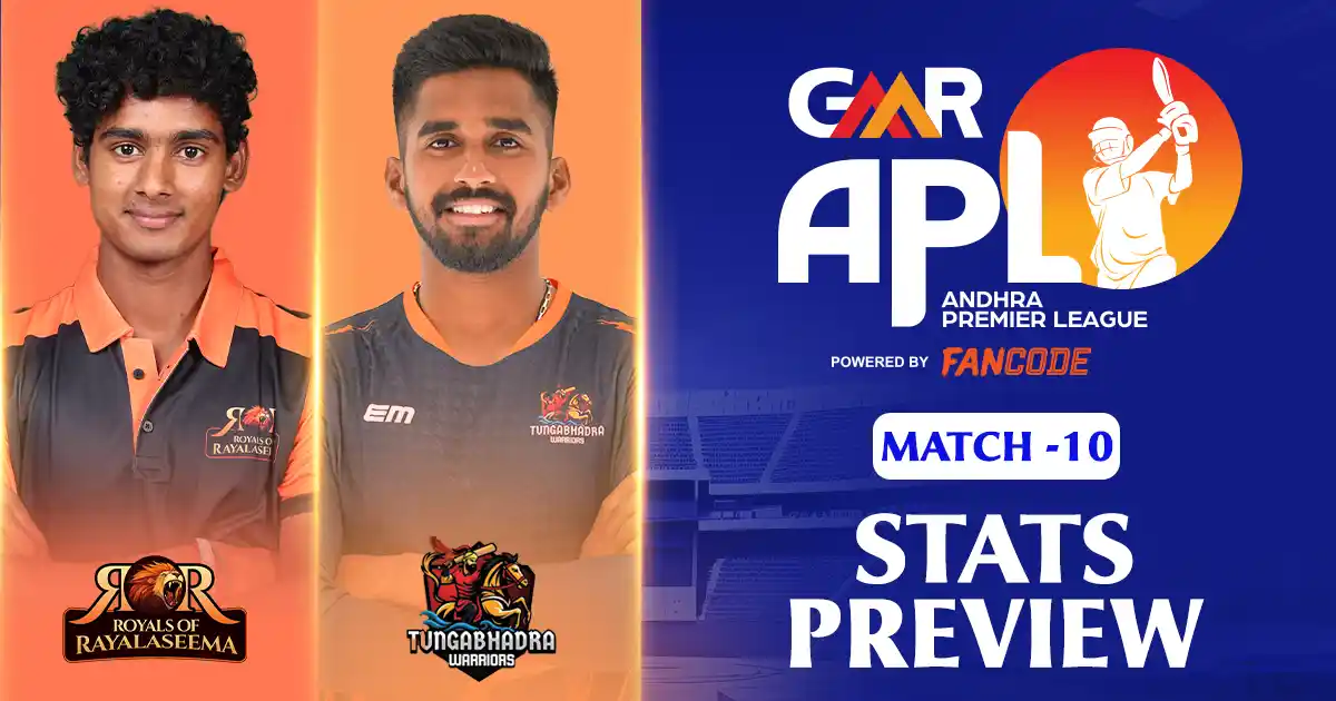 GMR APL 2025: Royals of Rayalaseema vs Tungabhadra Warriors Match 10: Stats Preview